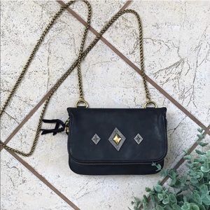 Faux Leather Black and Gold Crossbody Bag